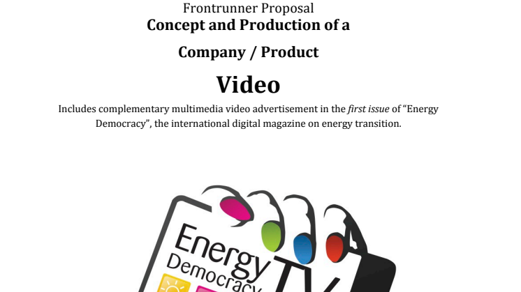 Videostar! Frontrunner Proposal - get your ad in the first issue of Energy Democracy!