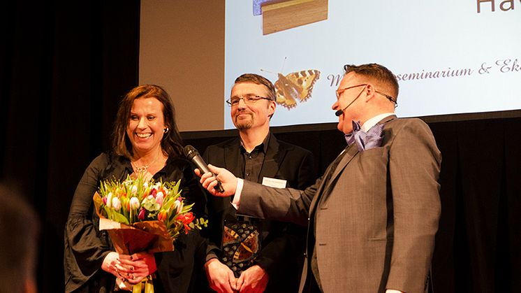 Hanna och Niklas Hermansson med Ekogalans konferencier Svante Kaijser.