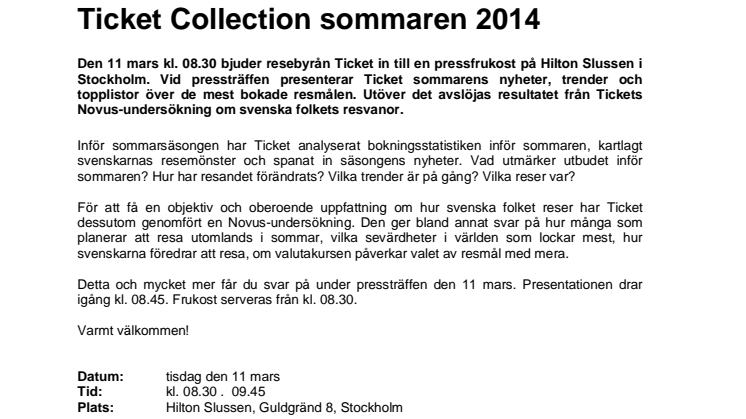 Ticket Collection sommaren 2014
