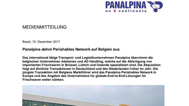 Panalpina dehnt Perishables Network auf Belgien aus