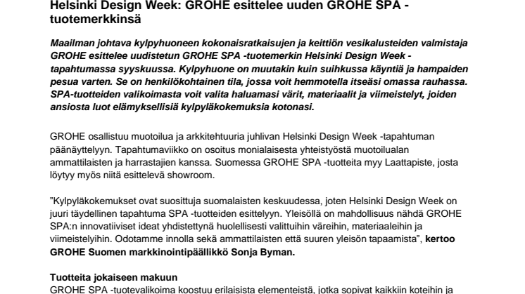 Helsinki Design Week GROHE esittelee uuden GROHE SPA -tuotemerkkinsä.pdf