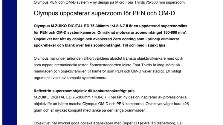  Olympus uppdaterar superzoom för PEN och OM-D 