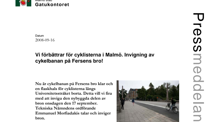 Invigning av cykelbanan på Fersens bro!