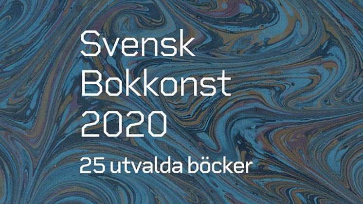 I dag tillkännagavs årets 25 utvalda böcker i tävlingen Svensk Bokkonst. På bilden syns omslaget till utställningskatalogen, med marmorerade papper från N. Bernard Anderssons bokbinderi/Nordiska Kompaniet.