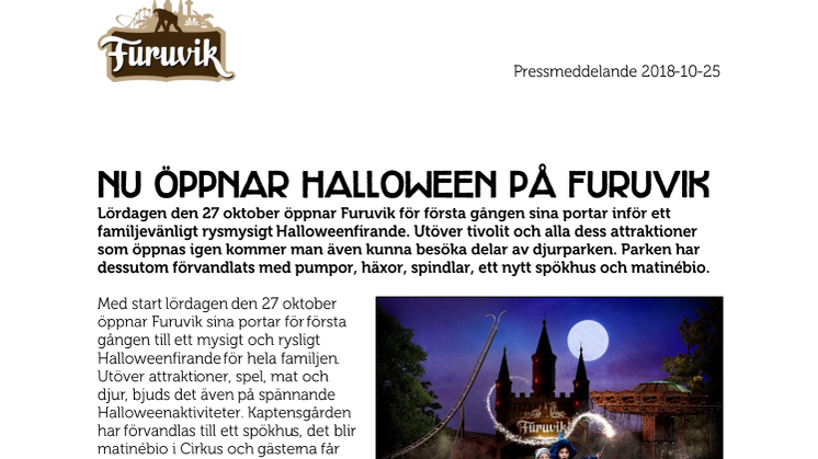 Nu öppnar Halloween på Furuvik