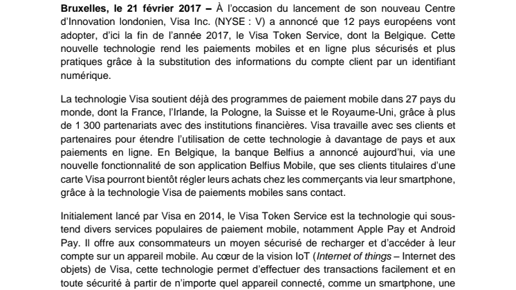 La technologie Visa étend les paiements mobiles à plus de 12 pays européens d’ici fin 2017