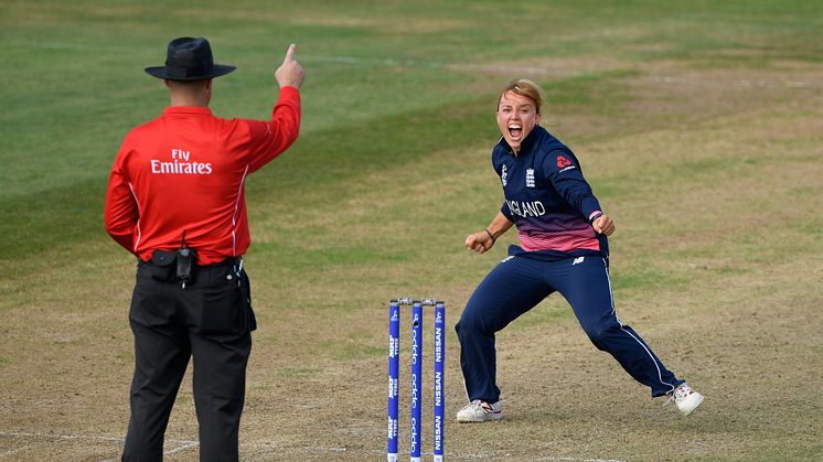 Celebrating a wicket in the 2017 ICC Women's World Cup. Photo: Getty Images 