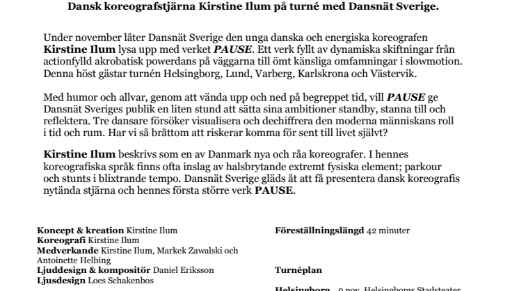 Dansk koreografstjärna Kirstine Ilum på turné med Dansnät Sverige