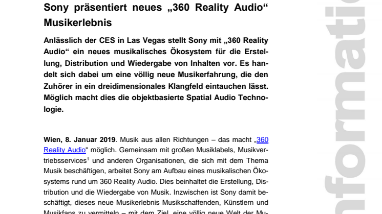 Sony präsentiert neues „360 Reality Audio“ Musikerlebnis