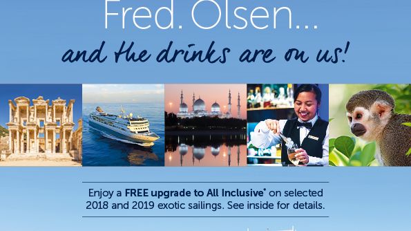 Raise a glass (or two!) for free on a 2018/19 exotic fly-cruise with Fred. Olsen 