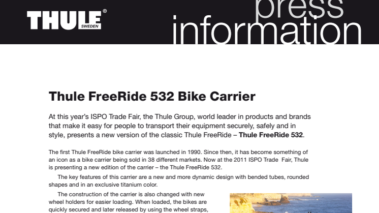 Information om Thules klassiska cykelhållare FreeRide i ny version - Thule FreeRide 532