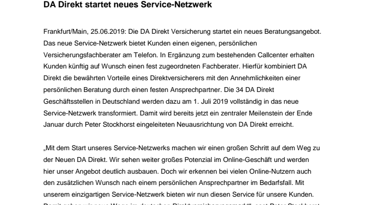 DA Direkt startet neues Service-Netzwerk 