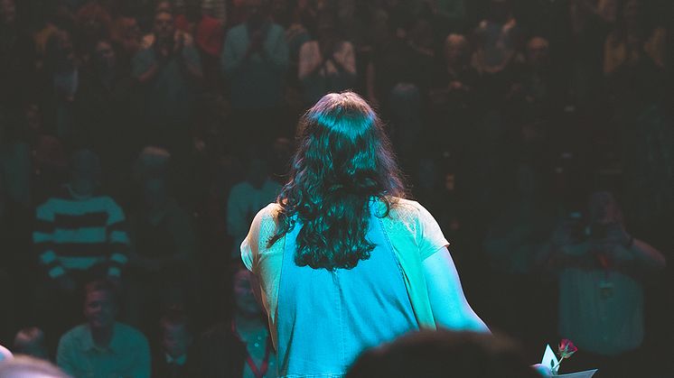 Vinnaren av Funkismellon 2019 blev Frida Sandvall som framförde låten Dancing Queen. Foto: Benito Skarp.