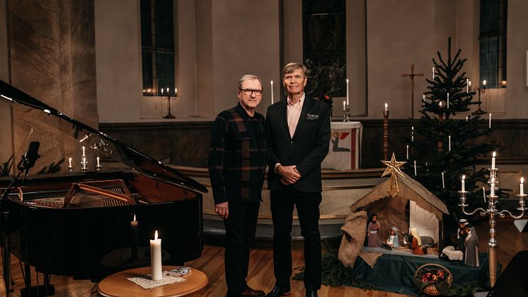 Duon vid inspelningen av den digitala konserten på plats i Barkeryds kyrka