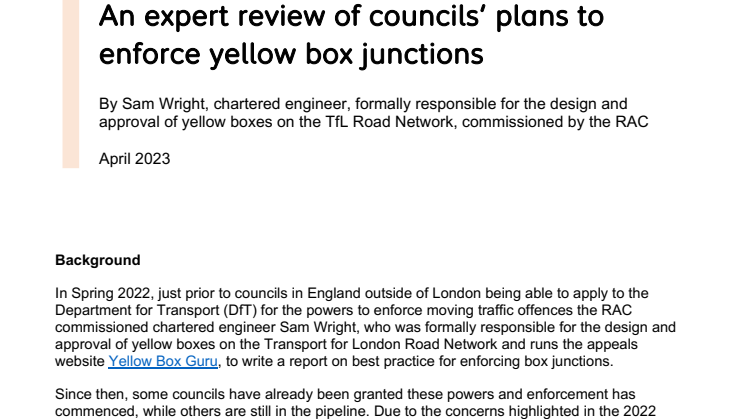 An expert review of councils’ plans to enforce yellow box junctions