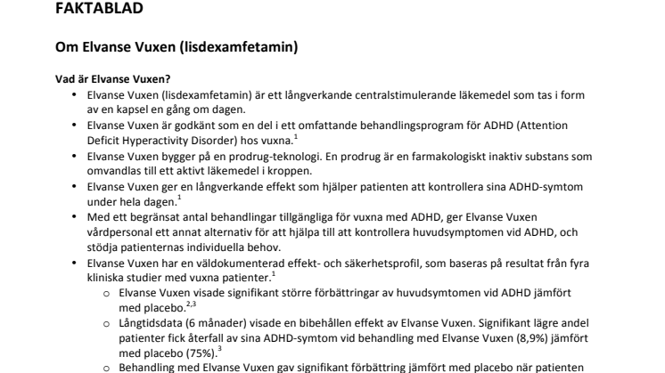Faktablad - Elvanse and ADHD in Adults
