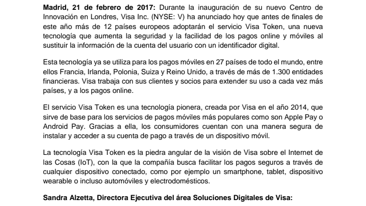 La tecnología de Visa facilitará los pagos móviles en más de 12 países antes de finales de 2017