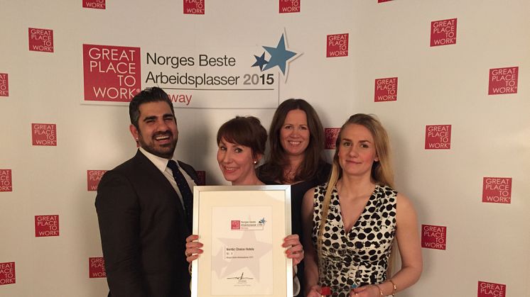 ​Nordic Choice Hotels kåret til Norges beste arbeidsplass i reiselivsbransjen