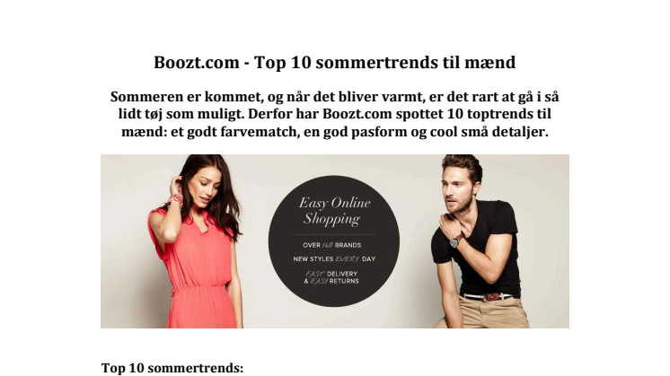 Boozt.com - Top 10 sommertrends til mænd