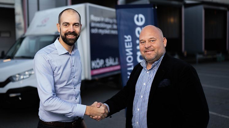Johannes Winberg, marknadsansvarig och delägare i Budi AB, till vänster, och Staffan Lindewald, CEO för Malte Månson Holding AB.