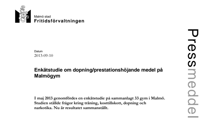 Enkätstudie om dopning/prestationshöjande medel på Malmögym 
