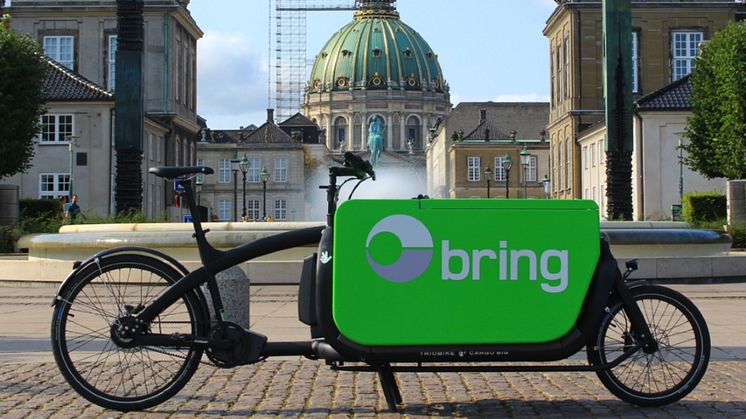 Budcykel fra Bring, som blandt andet benyttes til levering af pakker i centrum af københavn