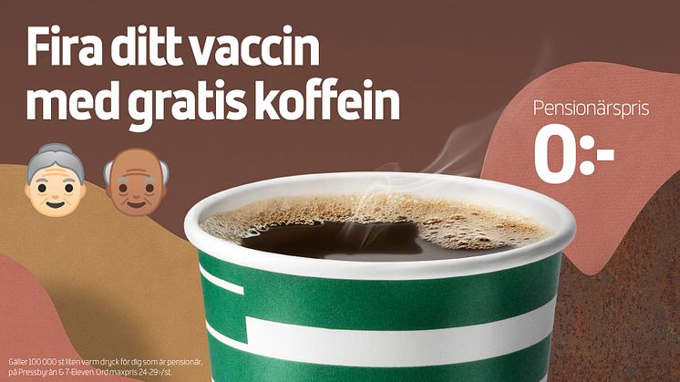 7-Eleven bjuder vaccinerade pensionärer på en kopp gratis kaffe.