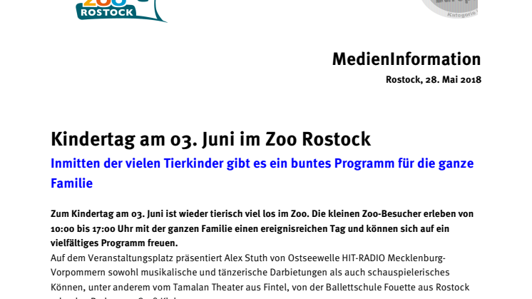 Kindertag am 03. Juni im Zoo Rostock 
