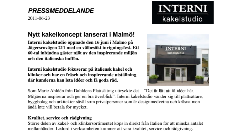 Nytt kakelkoncept lanserat i Malmö!