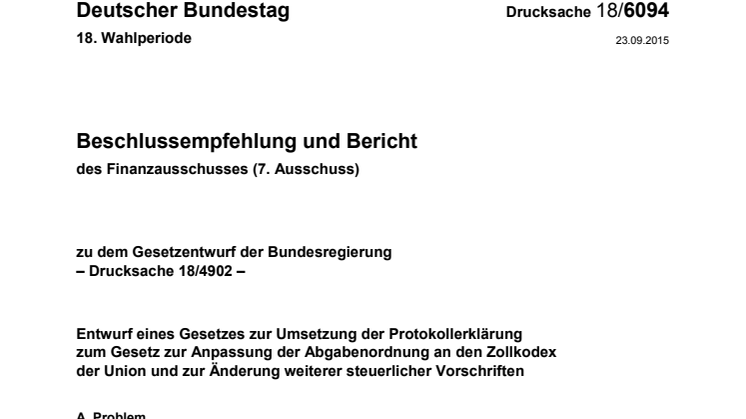 Steueränderungsgesetz 2016 - Entwurf zur Änderung steuerlicher Vorschriften liegt vor