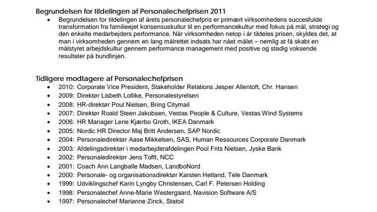 Personalechefprisen 2011