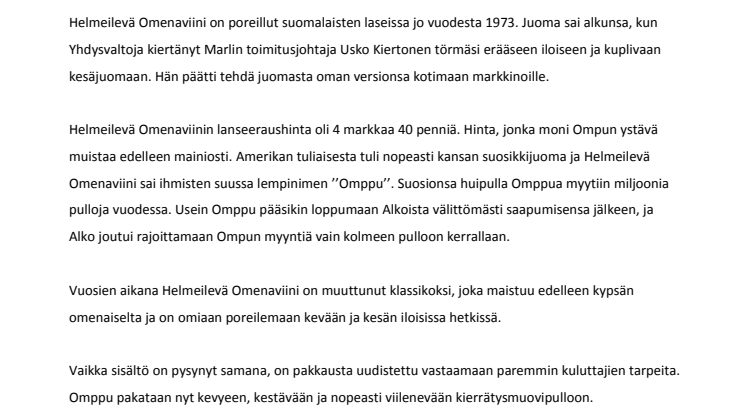 Koko kansan Omppu on poreillut suomalaisten laseissa jo vuodesta 1973