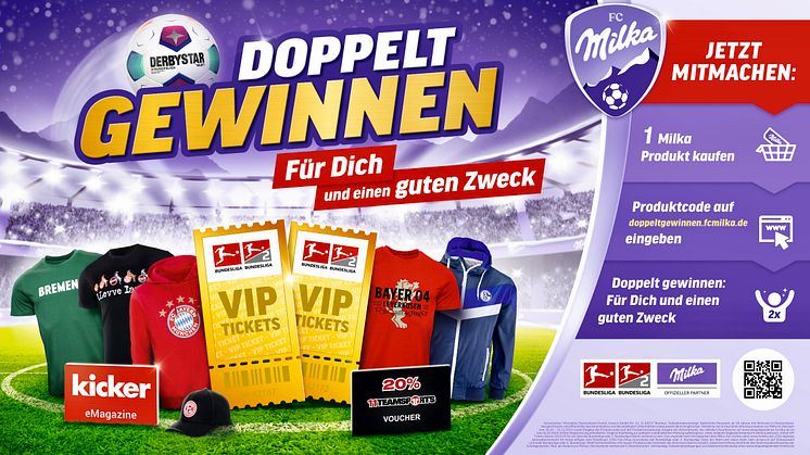 Der perfekte Doppelpass: Mit Milka FANtastische Fußballpreise gewinnen und gleichzeitig Gutes tun