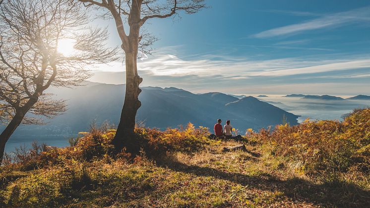 Tessin: Rast mit Blick auf den Lago Maggiore © Schweiz Tourismus / Tina Sturzenegger