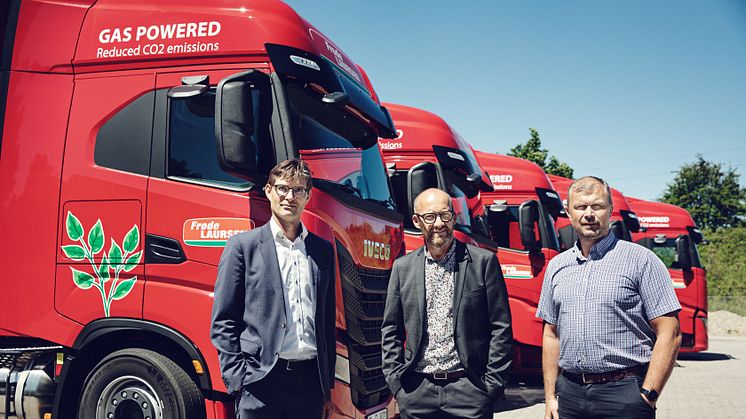 Kåre Neergaard, Business Line Manager Medium/Heavy Trucks på IVECO, Thomas Corneliussen, direktör på Frode Laursen och Jan Skov Pedersen, Technical Manager på Frode Laursen