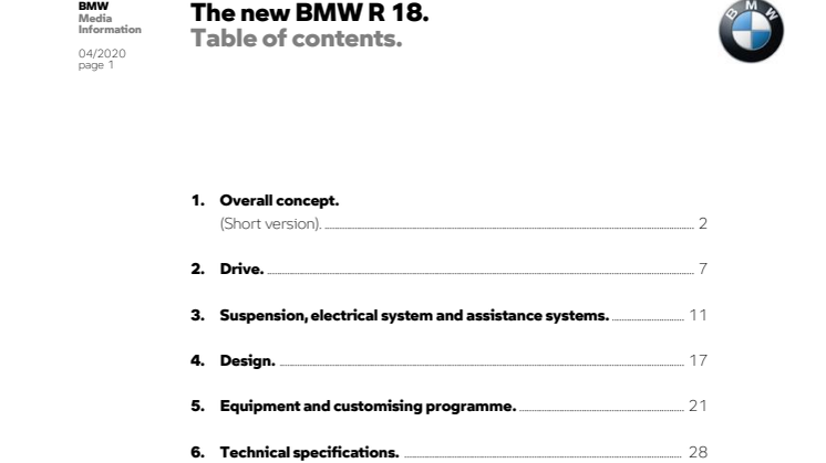 BMW R 18 - pressemeddelelse (engelsk)