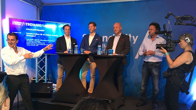 Sasja Beslik, Nordea, Johan Knaust, K2A, Anders Jacobson, Blue, Patrik Schinzel, KF och Ulf Berglund, Inrego. 