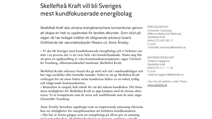Skellefteå Kraft vill bli Sveriges mest kundfokuserade energibolag