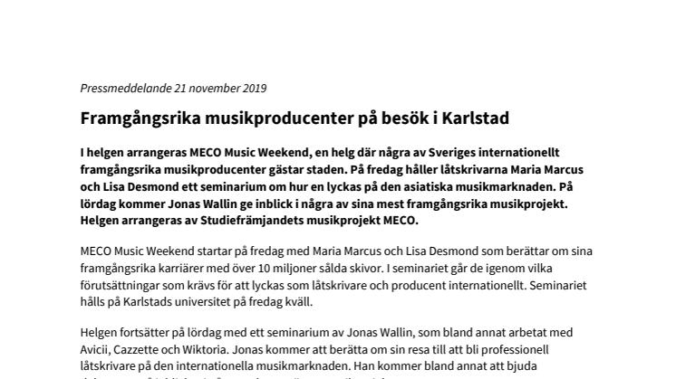 Framgångsrika musikproducenter på besök i Karlstad