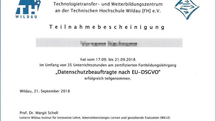 Datenschutzbeauftragte in öffentlichen Verwaltungen: Zertifizierter Fortbildungslehrgang an der TH Wildau