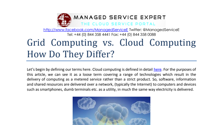 Grid Computing vs. Cloud Computing How Do They Differ?