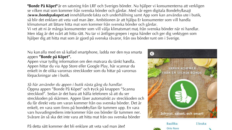Mat från svenska bönder är schysst för dig, säker för alla och smart för Sverige 