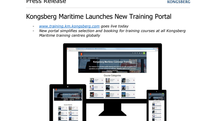 Kongsberg Maritime: Kongsberg Maritime Launches New Training Portal