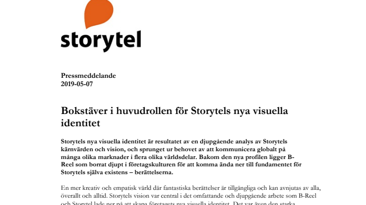 Bokstäver i huvudrollen för Storytels nya visuella identitet