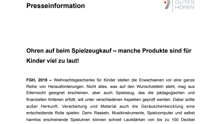 Ohren auf beim Spielzeugkauf – manche Produkte sind für Kinder viel zu laut!