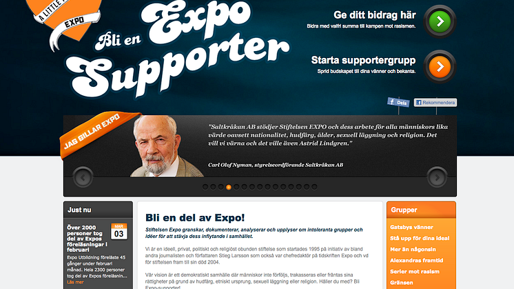 Högt ställd säkerhet på exposupporter.se