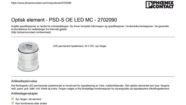 PSD-S OE LED MC  artikkelbeskrivelse