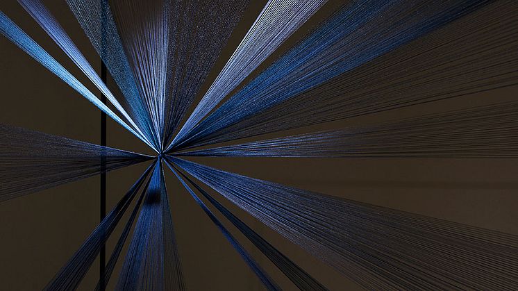 Klara Berge, Kvintessens. Infärgad silkestråd, svetsad metallkonstruktion, 2021