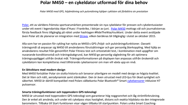 Polar M450 – en cykeldator utformad för dina behov