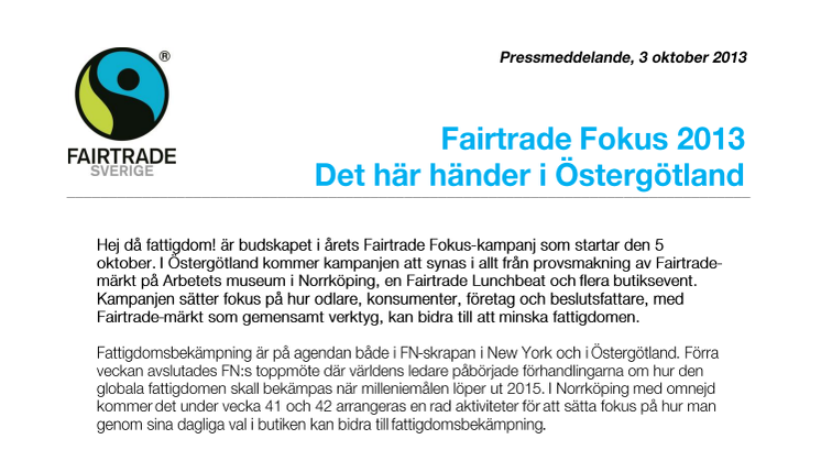 Fairtrade Fokus 2013 - Det här händer i Östergötland
